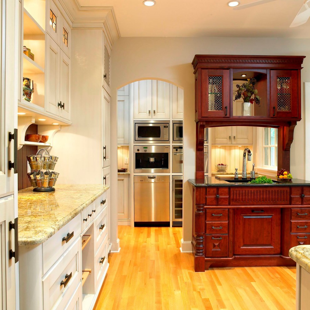 Built in Espresso Machine Kitchen Traditional with Arch Doorway Built In