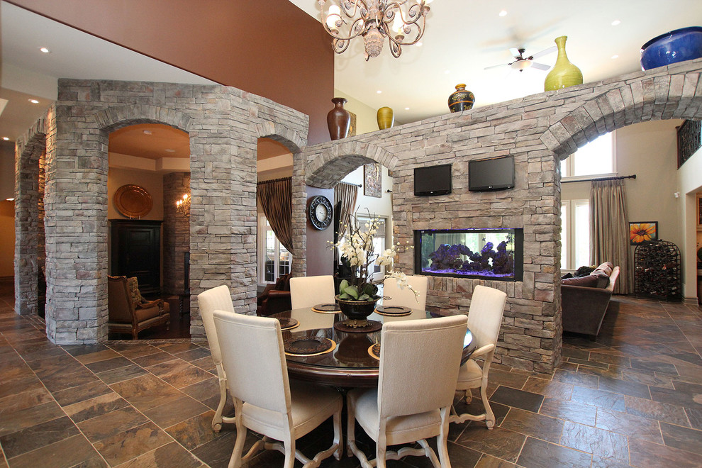 Built in Fish Tanks Dining Room Traditional with Aquarium Archway Beige Dining