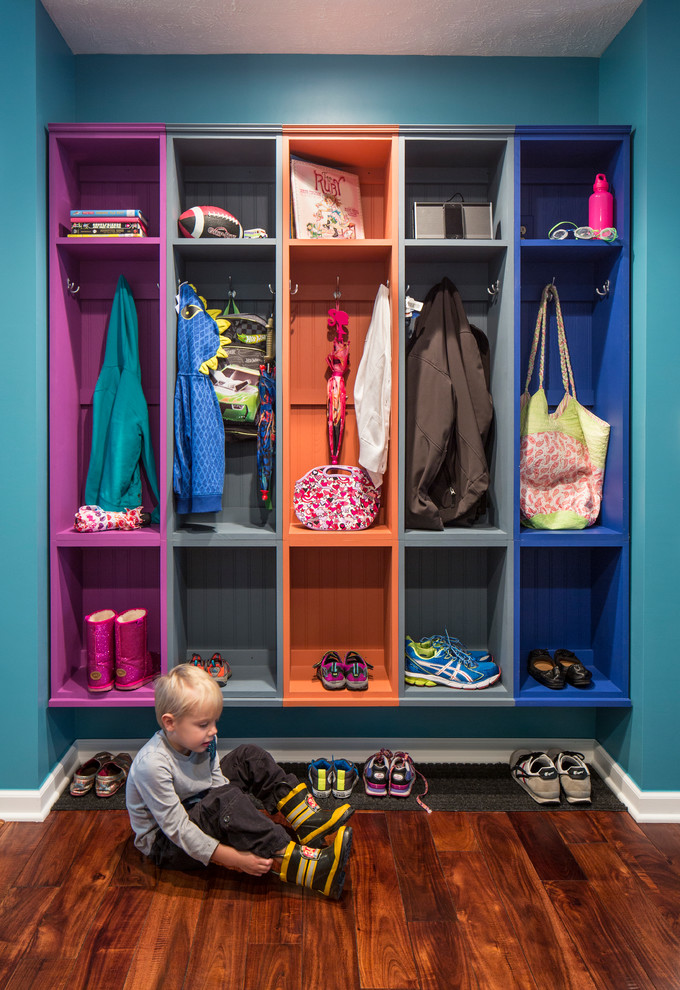 Built in Lockers Entry Traditional with Bright Colors Built In