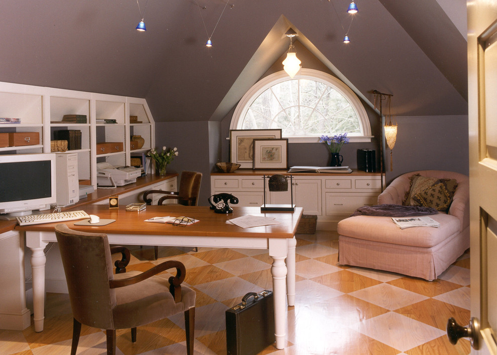 Built in Office Cabinets Home Office Traditional with Attic Space Blue Lighting