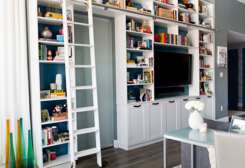 built in wall unit Living Room Eclectic with none