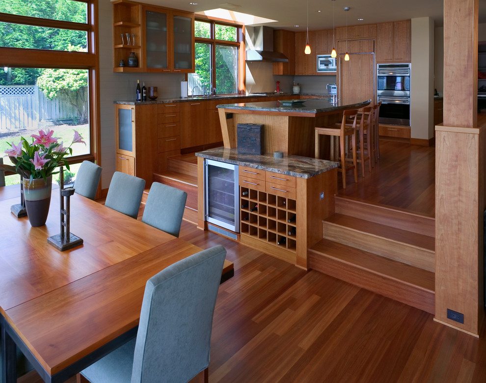 Built in Wine Cabinet Dining Room Contemporary with Cabinets Cherry Contemporary Dining