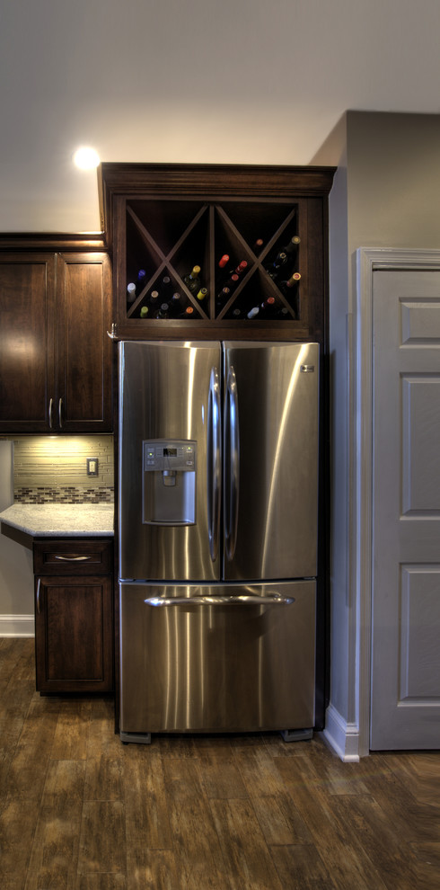 Built in Wine Racks Kitchen Traditional with Accent Tile Backsplash Beige