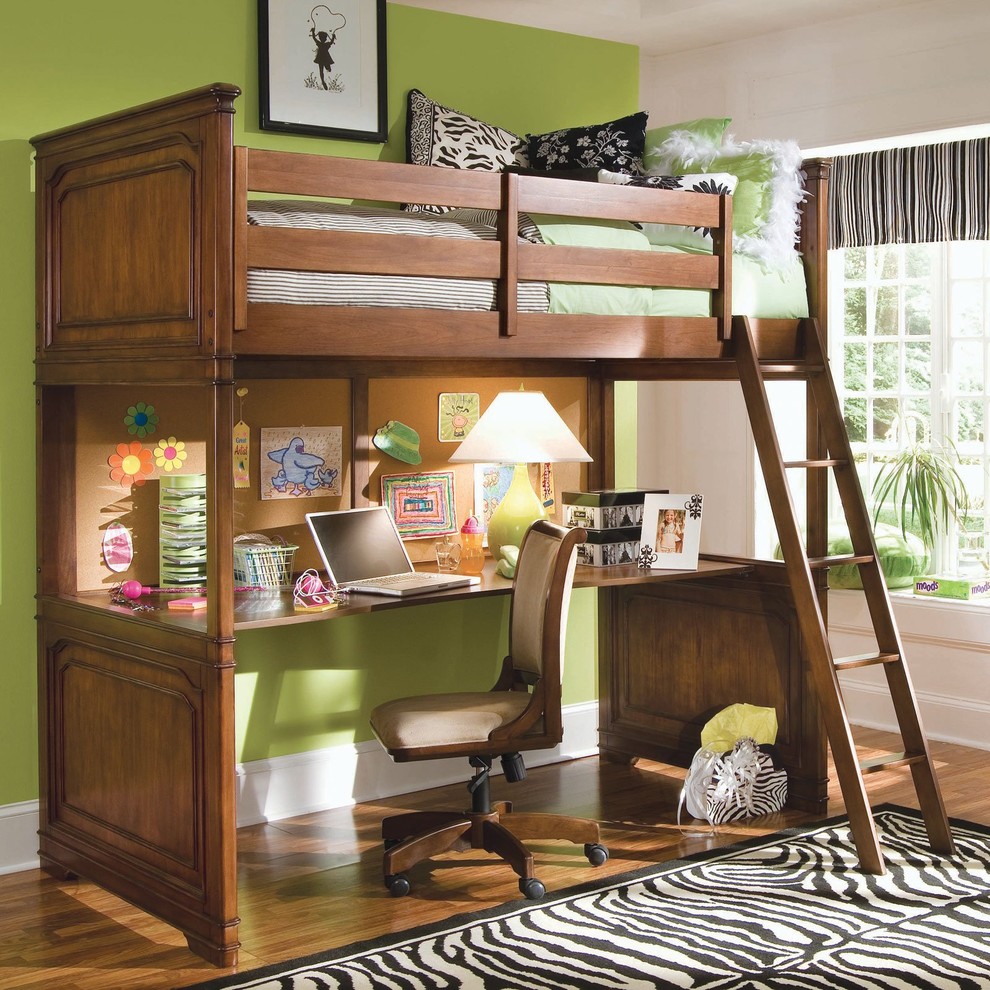 Bunk Bed with Desk Bedroom Traditional with None 