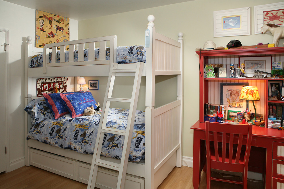 Bunk Bed with Desk Kids Rustic with Beadboard Bedroom Bunk Beds