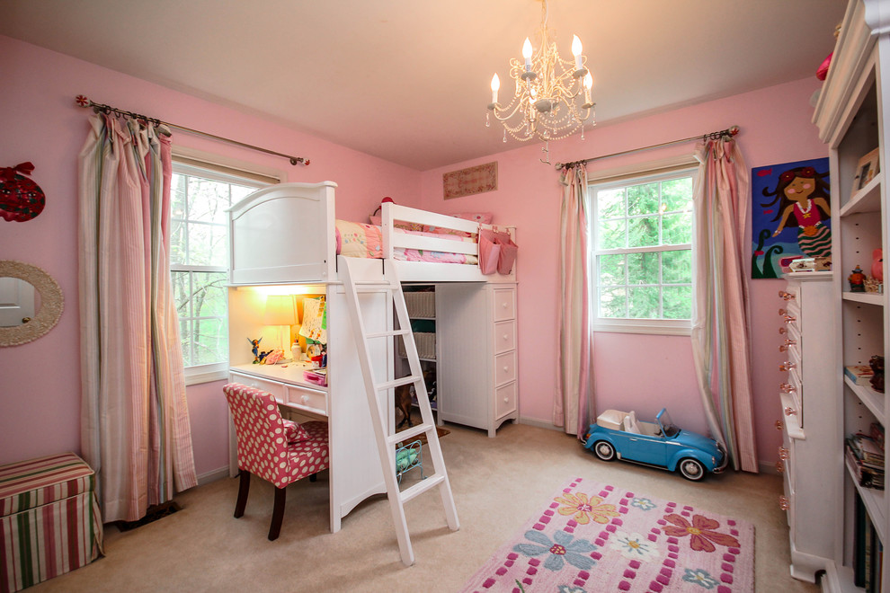 Bunk Bed with Desk Kids Traditional with Bookcase Chandelier Desk Loft