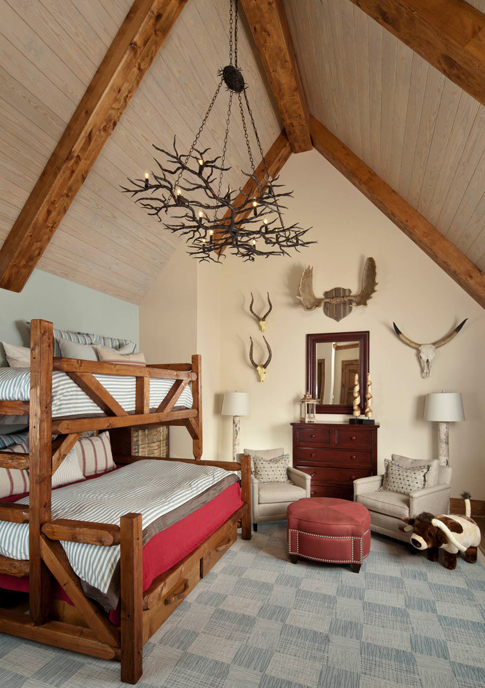 Bunk Beds for Adults Kids Traditional with Antler Chandelier Antler Decor