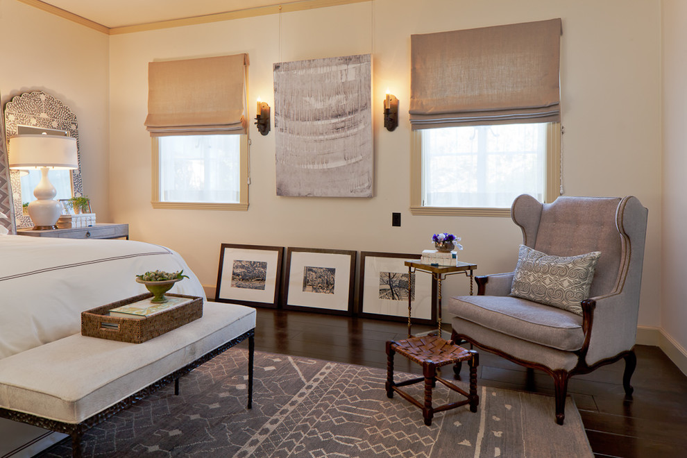 Burlap Window Treatments Bedroom Mediterranean with Area Rug Artwork Baseboards