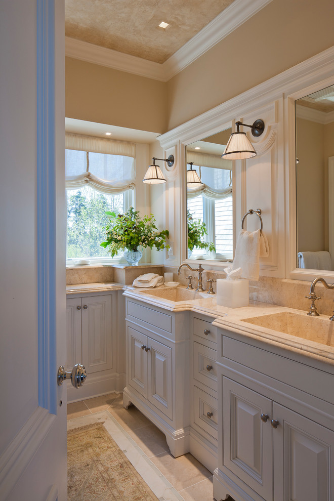 Bursa Beige Marble Bathroom Traditional with Bursa Beige Marble Integrated
