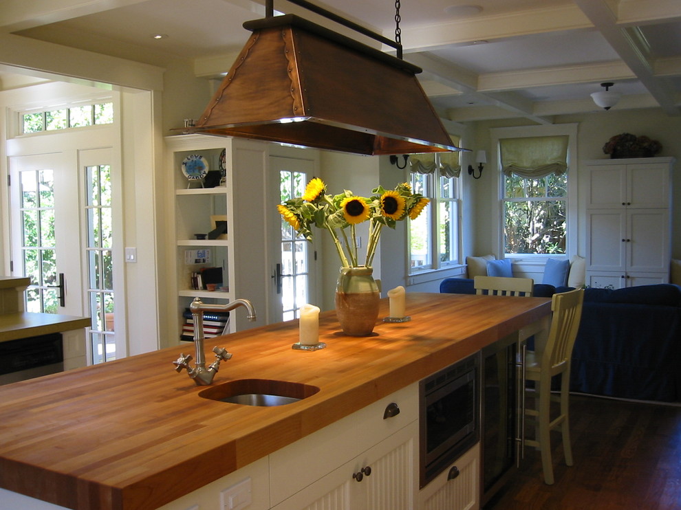 Butcher Block Countertops Kitchen Contemporary with Bead Board Beverage Cooler
