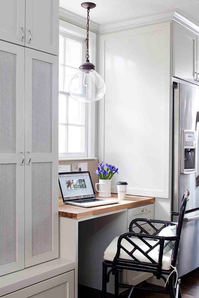 Butcher Block Desk Home Office Transitional with Built in Desk Built in Workstation