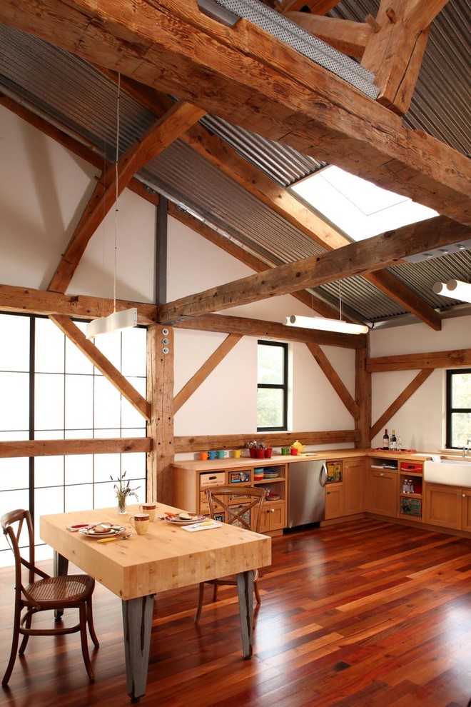 Butcher Block Dining Table Kitchen Farmhouse with Apron Sink Barn Cane