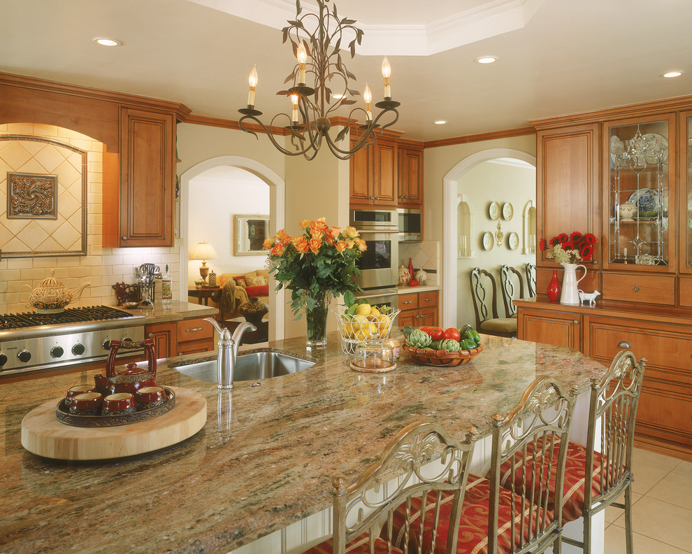 Butterfly Green Granite Kitchen Traditional with Breakfast Bar Ceiling Lighting1