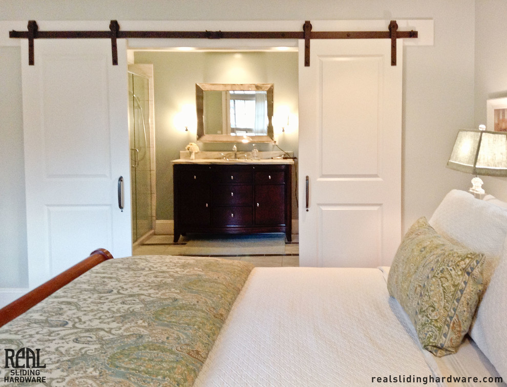 Bypass Barn Door Bedroom Traditional with Barn Barn Door Hardware