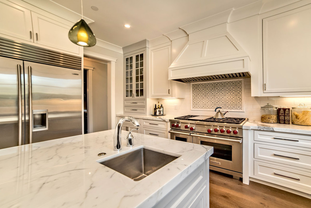 Cabinet Door Types Kitchen Traditional with 3x6 Glossy Subway Tile