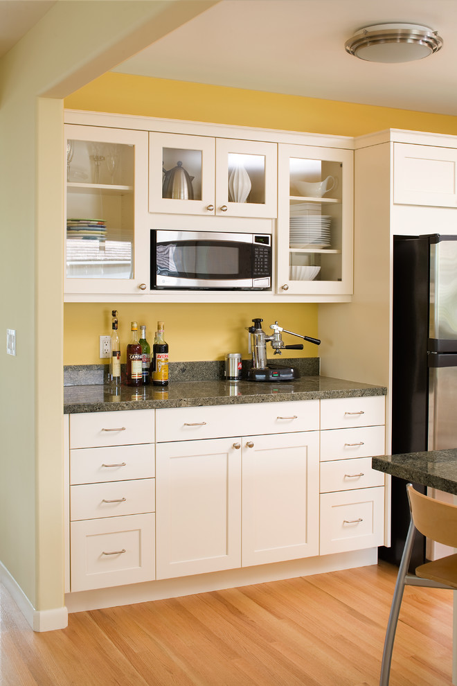 Cabinet Mounted Microwave Kitchen Contemporary with China Display Flush Mount