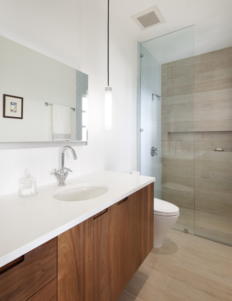 Cabot Porcelain Tile Bathroom Contemporary with Bathroom Mirror Curbless Shower