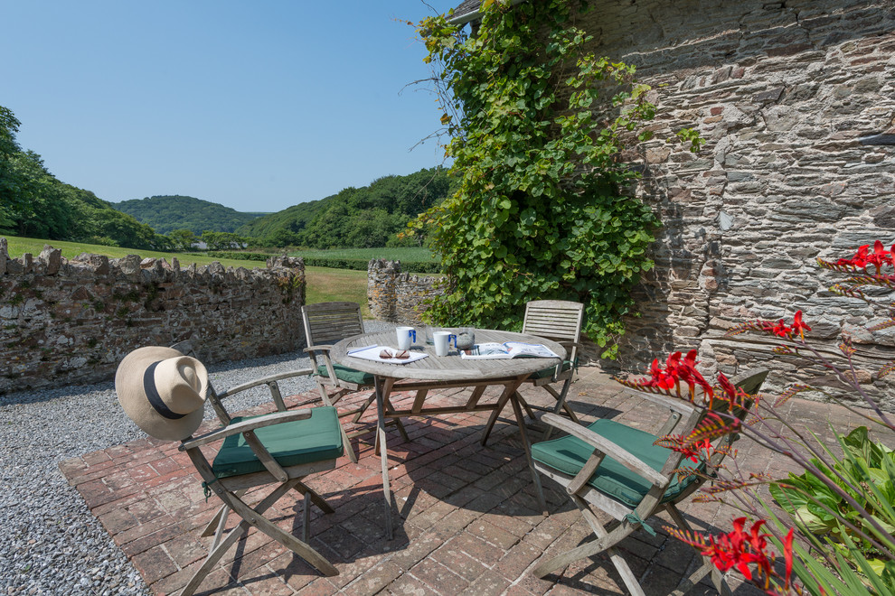 Cafe Table and Chairs Patio Traditional with Brick Patio Cushions Field