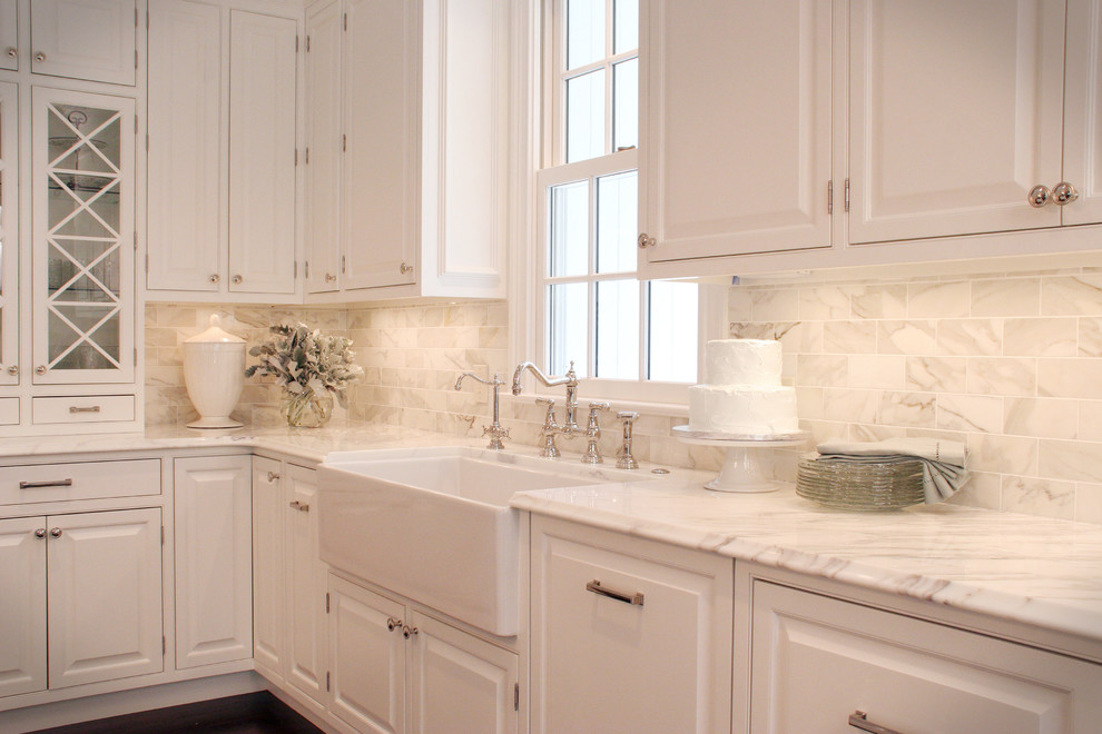 Calacatta Gold Marble Kitchen Traditional with None 1