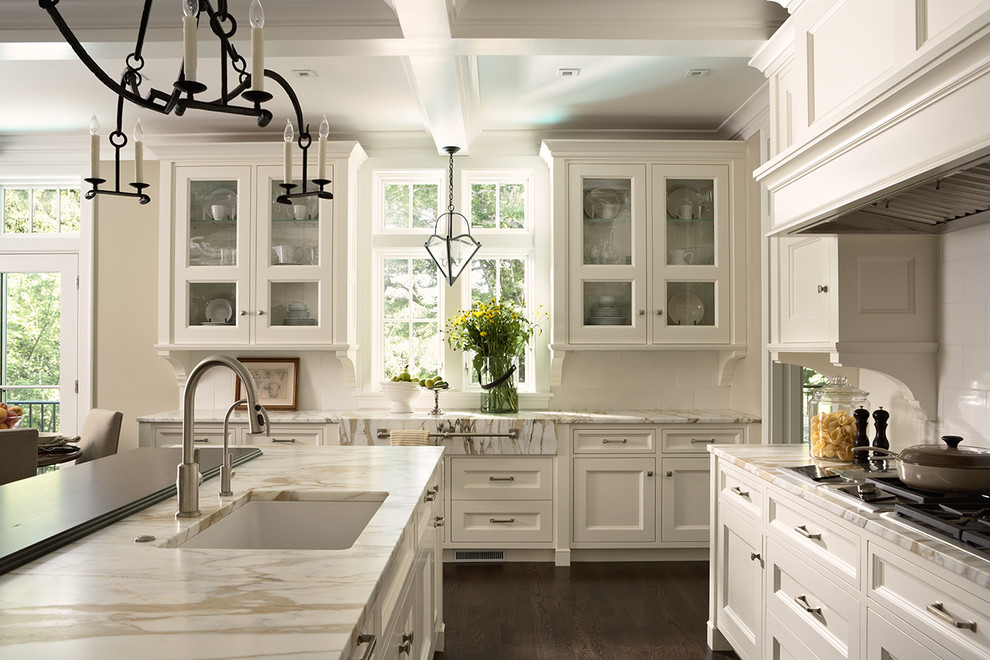 Calcutta Gold Marble Kitchen Traditional with Cabinets Colors Corbels Glass