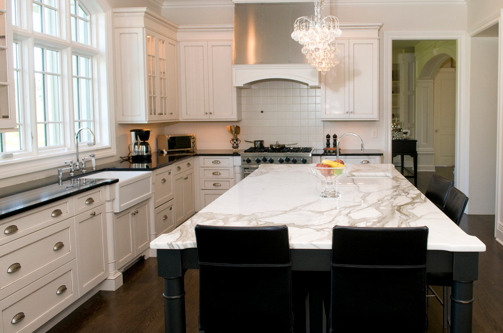 Calcutta Gold Marble Kitchen Traditional with None 2