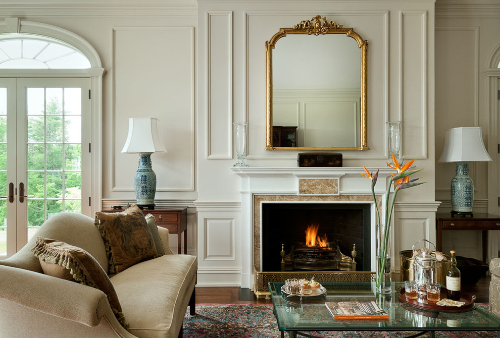 Camel Back Sofa Living Room Traditional with Antique Mirror Arched Window