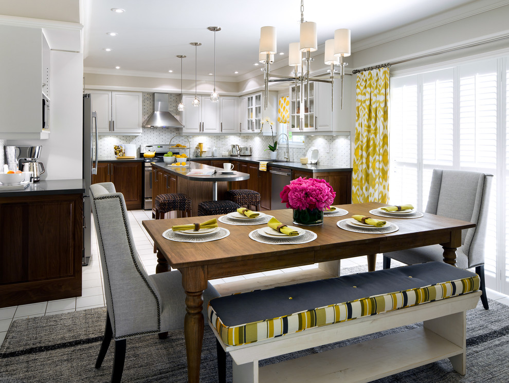 Candice Olson Lighting Kitchen Transitional with Area Rug Bench Seat