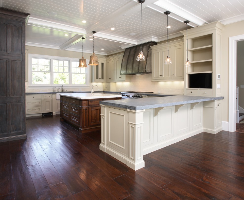 Cape Cod Kitchens Kitchen Traditional with Beams Calcutta Oro Marble