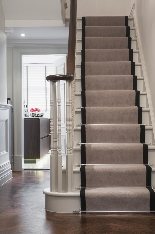 Carpet Runner for Stairs Staircase Traditional with Handrail Runner Staircase Wainscoting