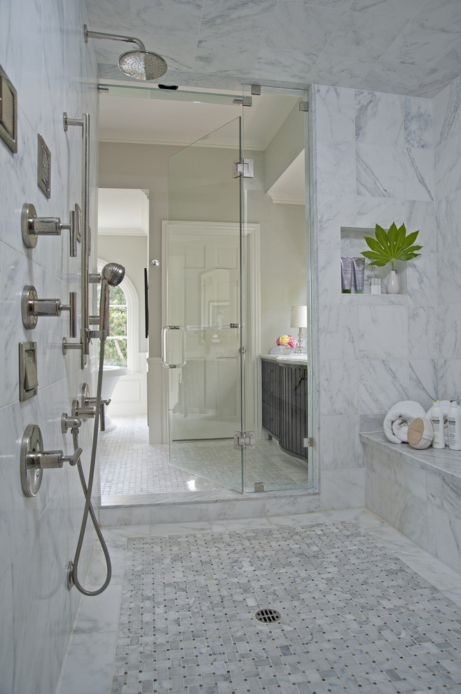 Carrara Marble Bathroom Bathroom Contemporary with None 1
