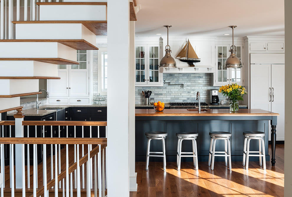 Carrara Marble Subway Tile Kitchen Traditional with Archer and Buchanan Archer