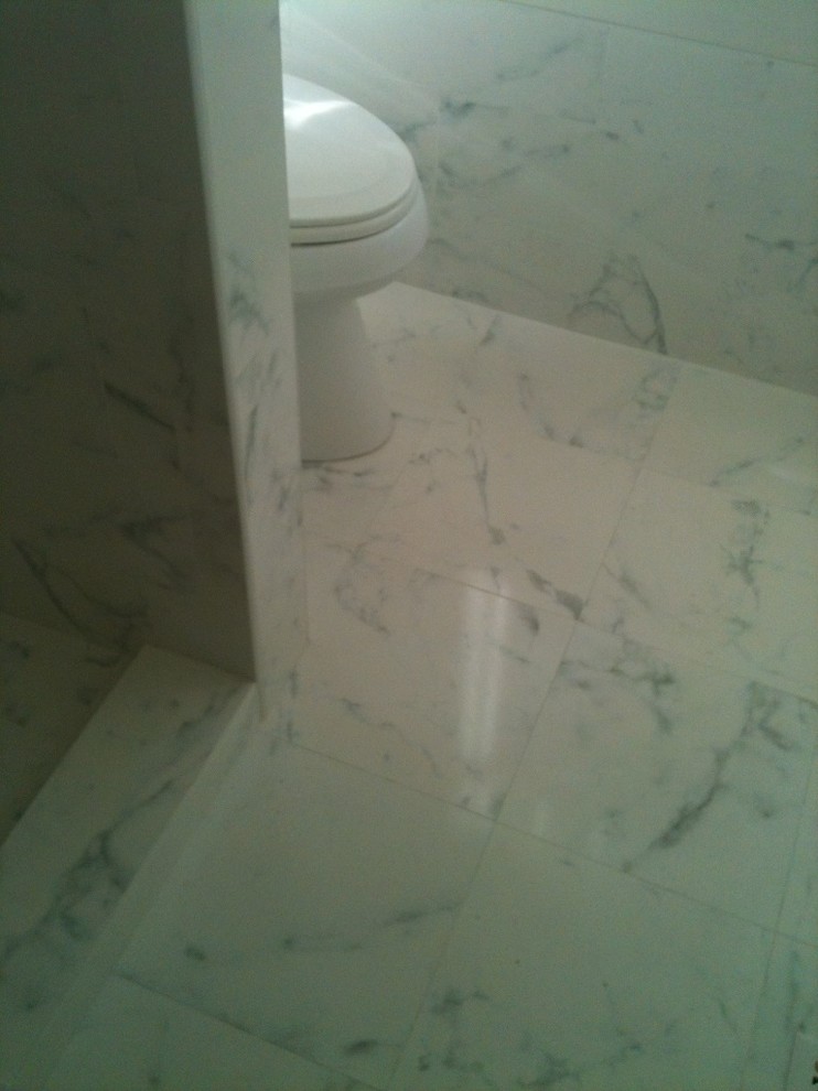 Carrara Porcelain Tile Bathroom with Carrara Porcelain Tile 