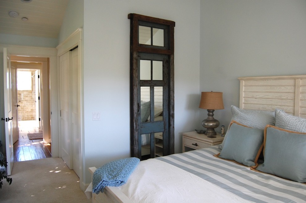 Carrara Porcelain Tile Bedroom Beach with Antique Mirror Gray Walls