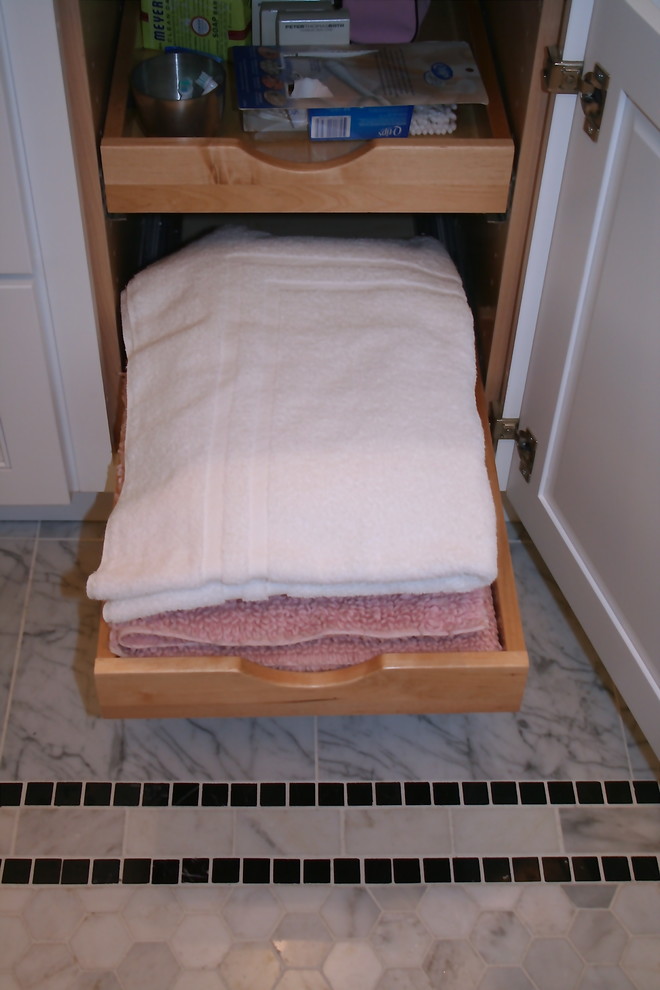 Carrara Tile Bathroom Bathroom Traditional with Brushed Nickel Faucet And