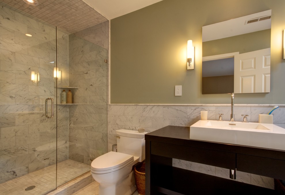 Carrera Marble Bathroom Bathroom Contemporary with Modern Vanity Cabinet White