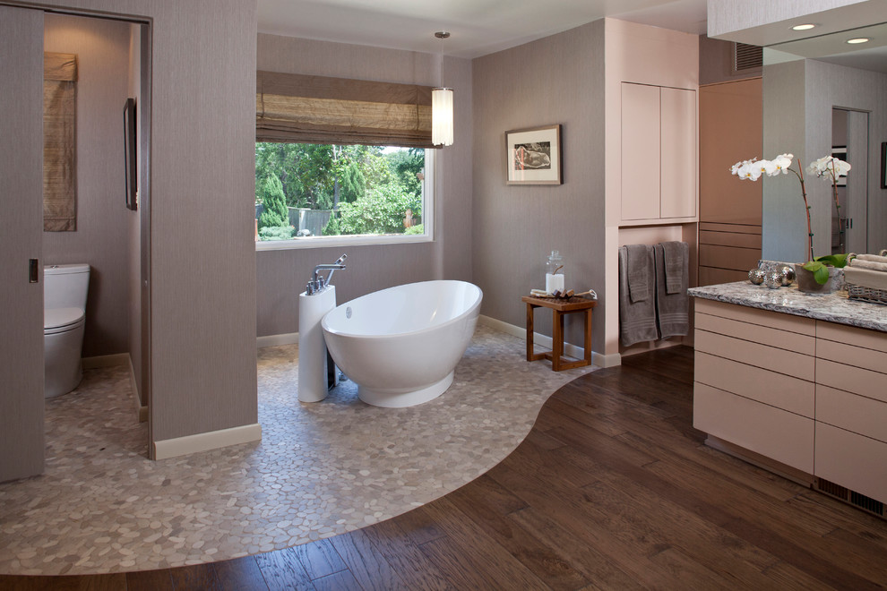 Carriage House Designs Bathroom Contemporary with Floor Treatment Framed Art