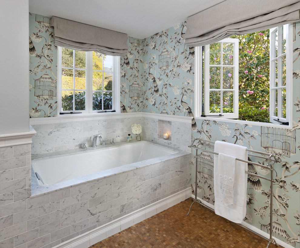 Casement Window Treatments Bathroom Traditional with Baseboards Bathing Alcove Casement