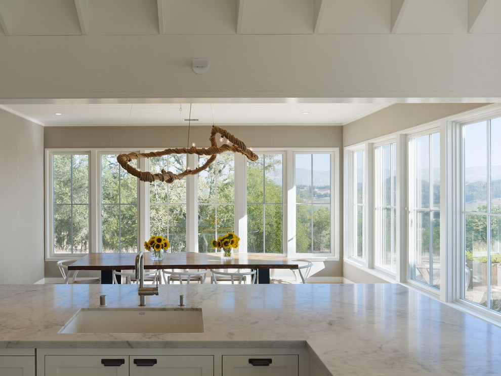 Casement Window Treatments Kitchen Farmhouse with Architectural Chandelier Corner Windows