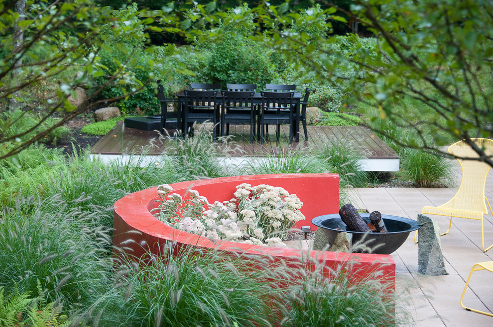 Cast Iron Fire Pit Landscape Contemporary with Amy Martin Landscape Design