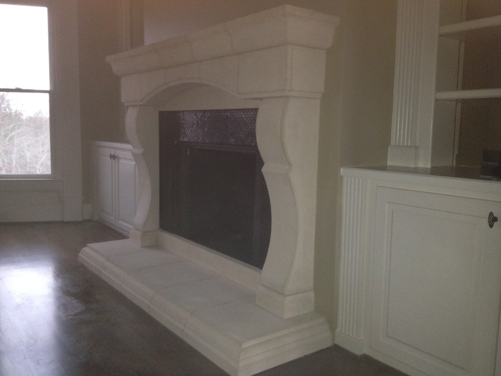 Cast Stone Fireplace Living Room Mediterranean with None 1