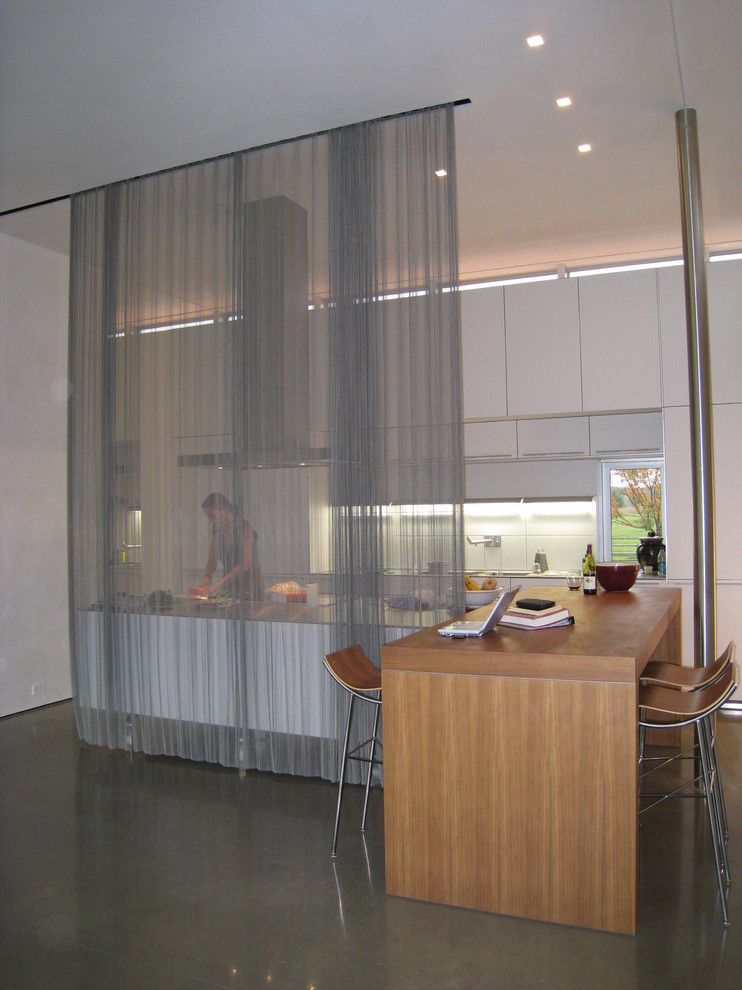 Ceiling Curtain Track Kitchen Modern with Breakfast Bar Eat In