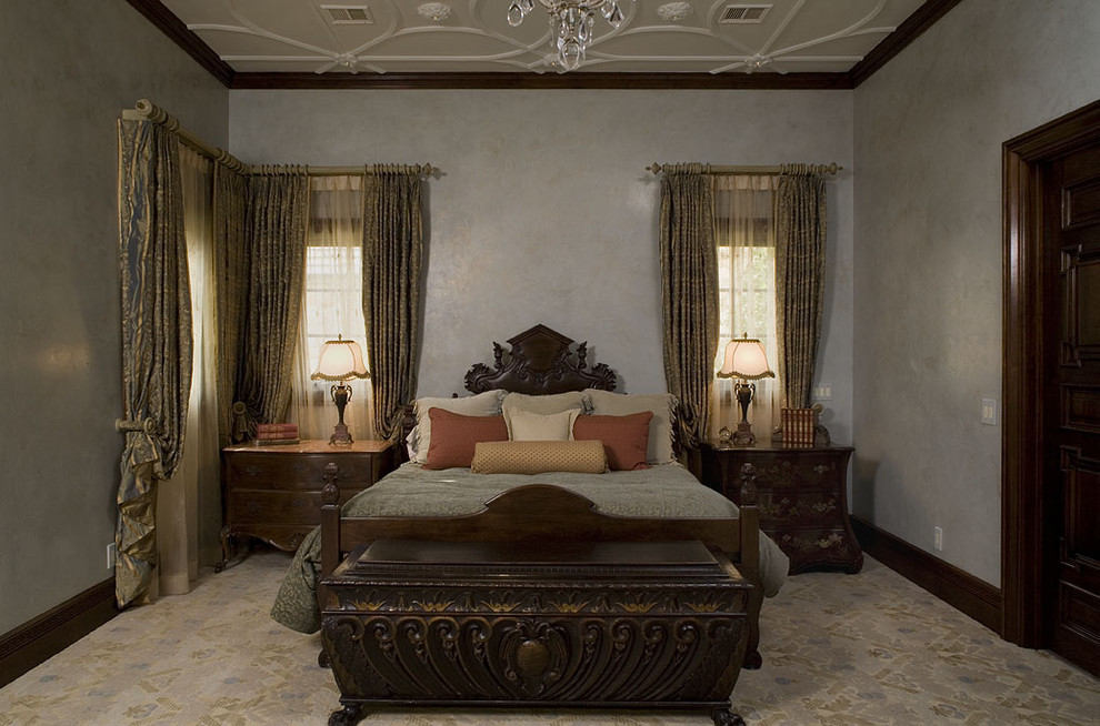 Ceiling Molding Designs Bedroom Traditional with Bedside Table Carpet Pattern