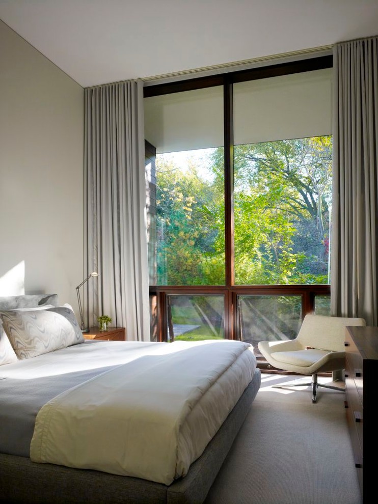 Ceiling Mount Curtain Bedroom Modern with Carpeting Curtain Panels Dark
