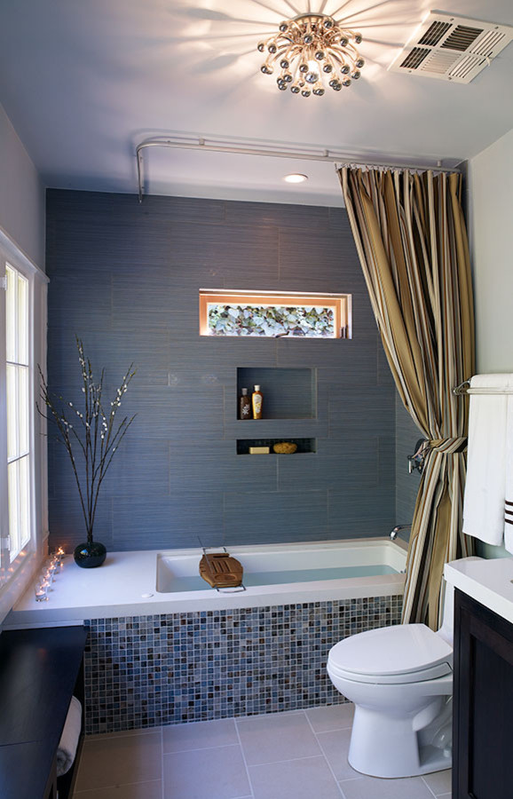 Ceiling Mount Curtain Rods Bathroom Contemporary with None 