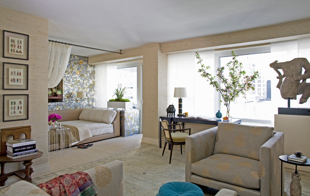 Ceiling Mount Curtain Rods Bedroom Contemporary with Bedroom with Sitting Area