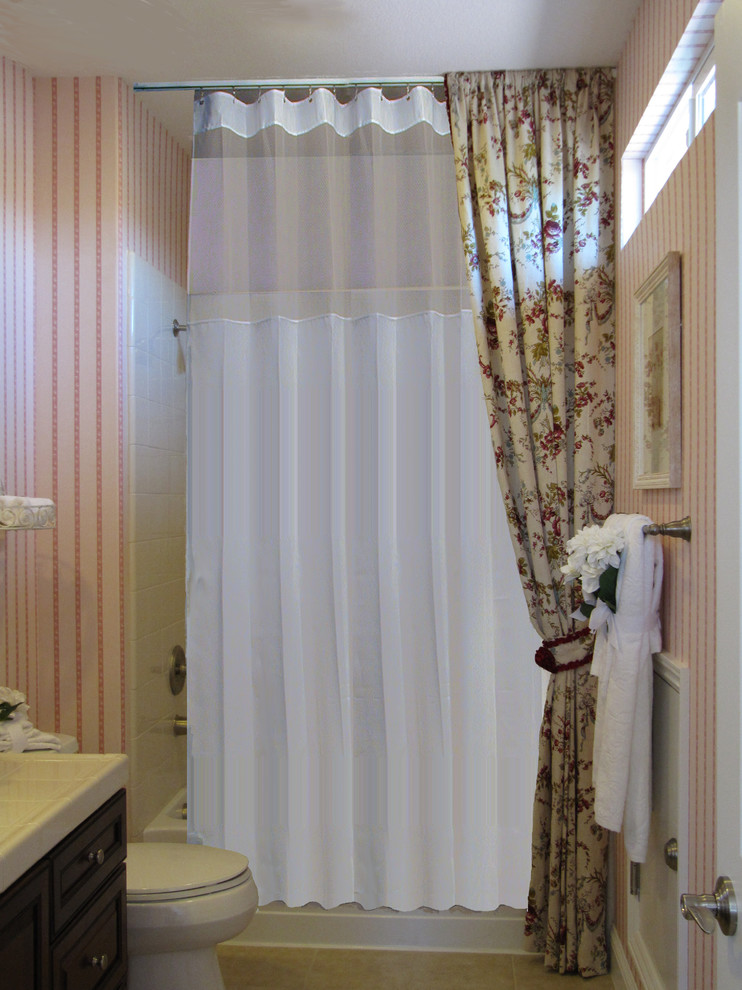 Ceiling Mount Shower Rod Bathroom Traditional with Ceiling Mounted Shower Rod1