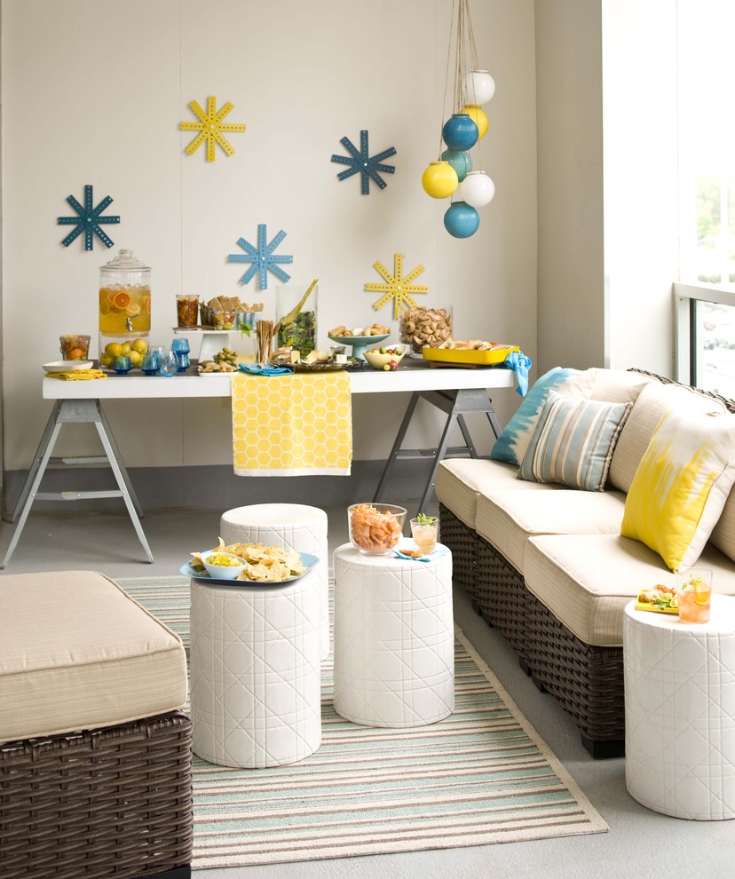 Ceramic Garden Stool Patio Contemporary with Blue Budget Buffet Table