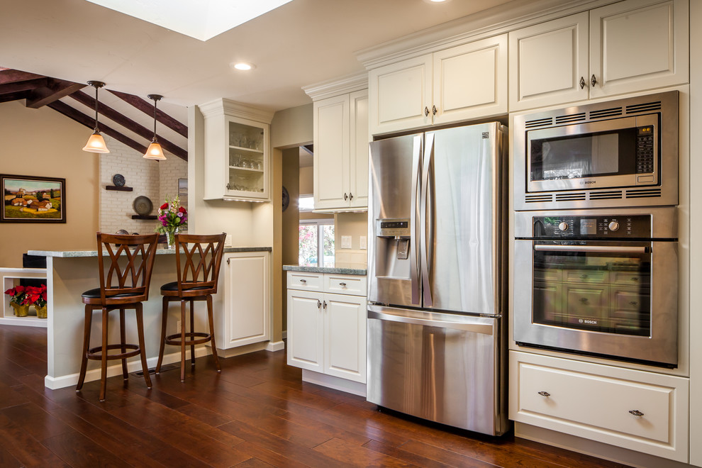 Ceramic Side Table Kitchen Traditional with Copper Hood Custom Cabinets
