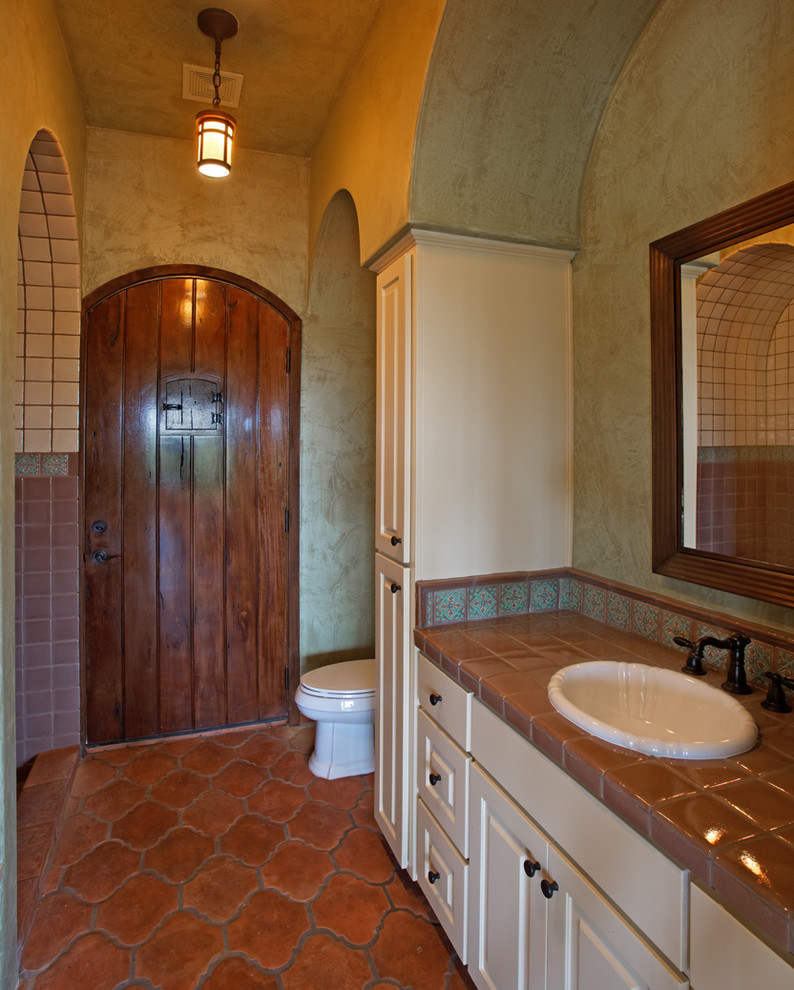 Ceramic Tile Patterns Bathroom Mediterranean with Arches Bathroom Mirror Blue