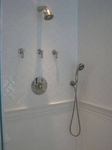 Ceramic Tile Patterns Bathroom Traditional with 3x6 White Ceramic Tile